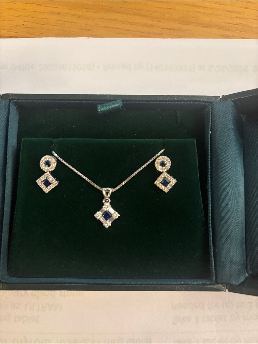 Steve Quick 18K Sapphire Pendant Necklace and Earrings Set